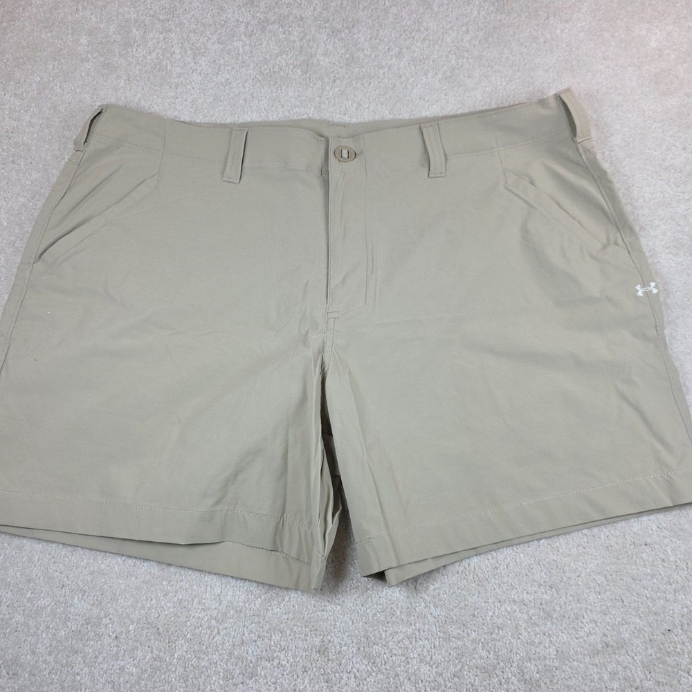 Under Armour Shorts Mens 40 Beige Loose Fit Performance Outdoor Slash Pocket